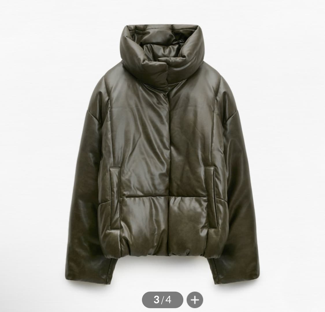 미쏘 레더 패딩 카키 상품이미지2