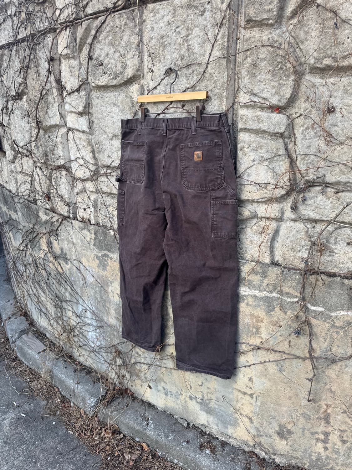 칼하트 빈티지 b11 dkb 다크브라운 페이딩 카펜터 싱글니 워크 팬츠 상품이미지4