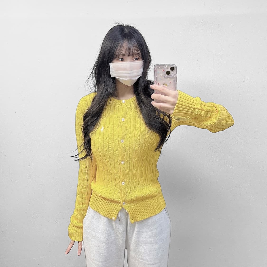 폴로 랄프로렌 포니 로고 케이블 라운드 가디건 니트 옐로우 상품이미지1