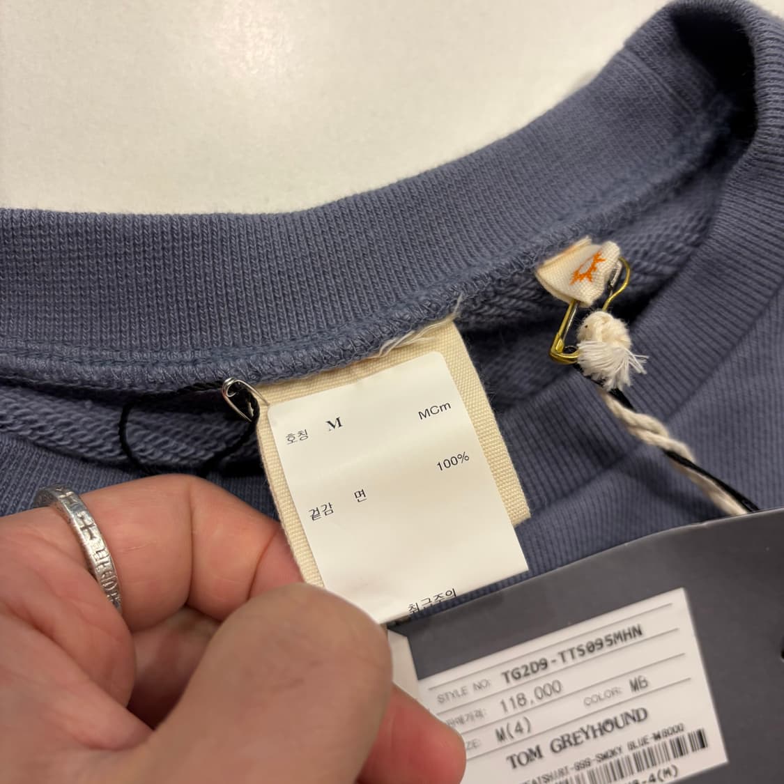 [M] 헬로선라이즈 고양이 프린팅 맨투맨 스모키 블루 B447 상품이미지6