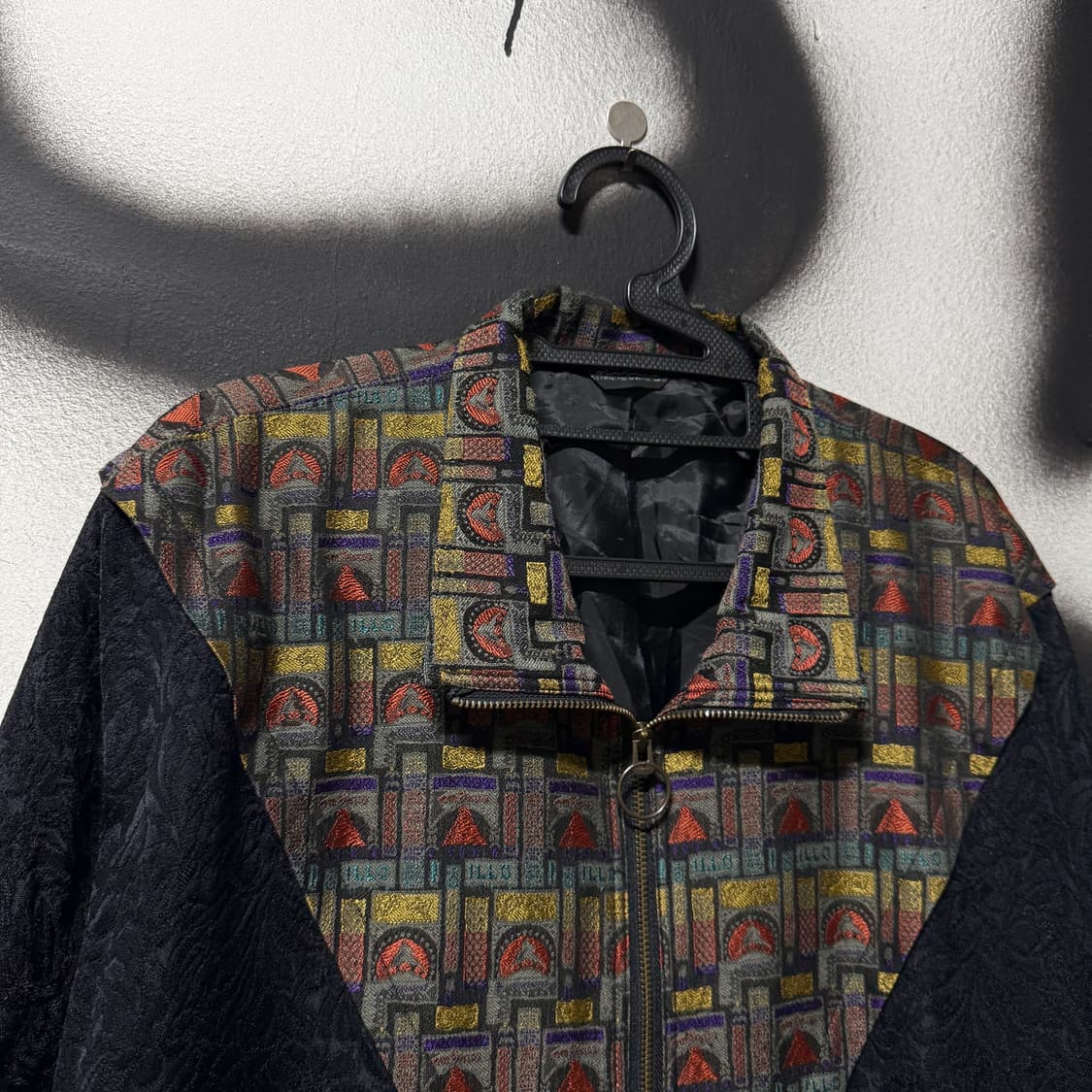 VTG 빈티지 에스닉 풀 패턴 가오리핏 하이넥 집업 봄버 자켓 상품이미지3