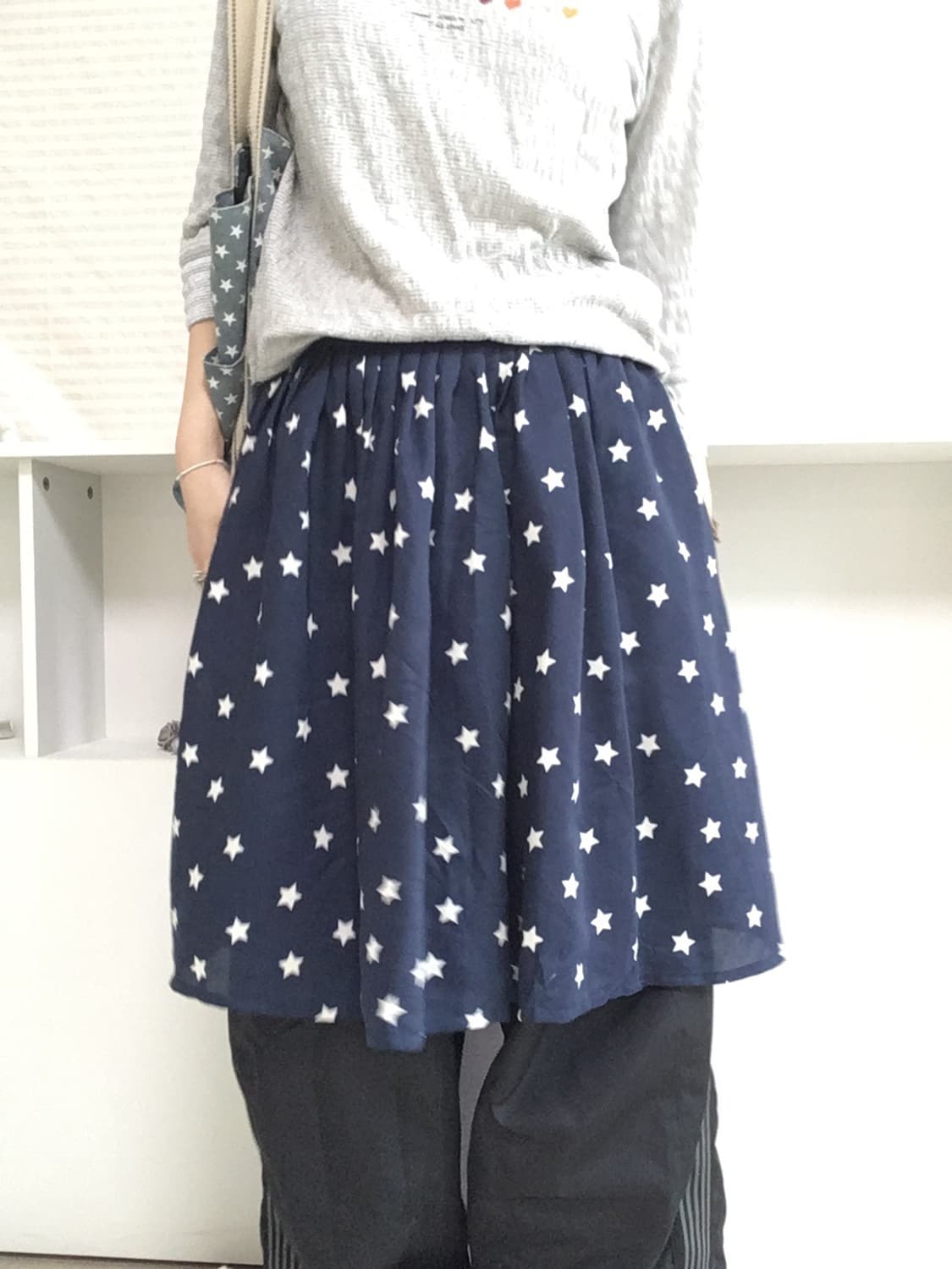 jpn vintage star navy midi skirt 상품이미지3