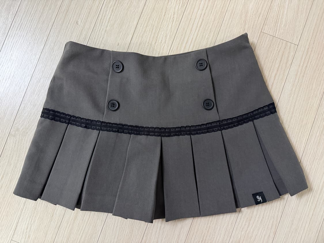 시너진 버튼 레이스 플리스 스커트 차콜 s 상품이미지2