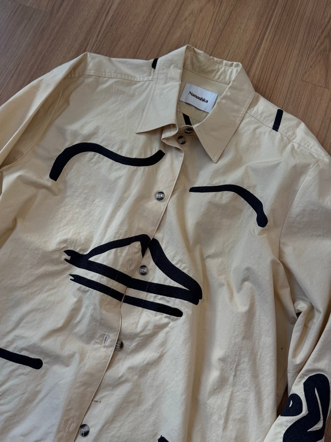 나누슈카 포플린 패턴 옐로우 셔츠 상품이미지3