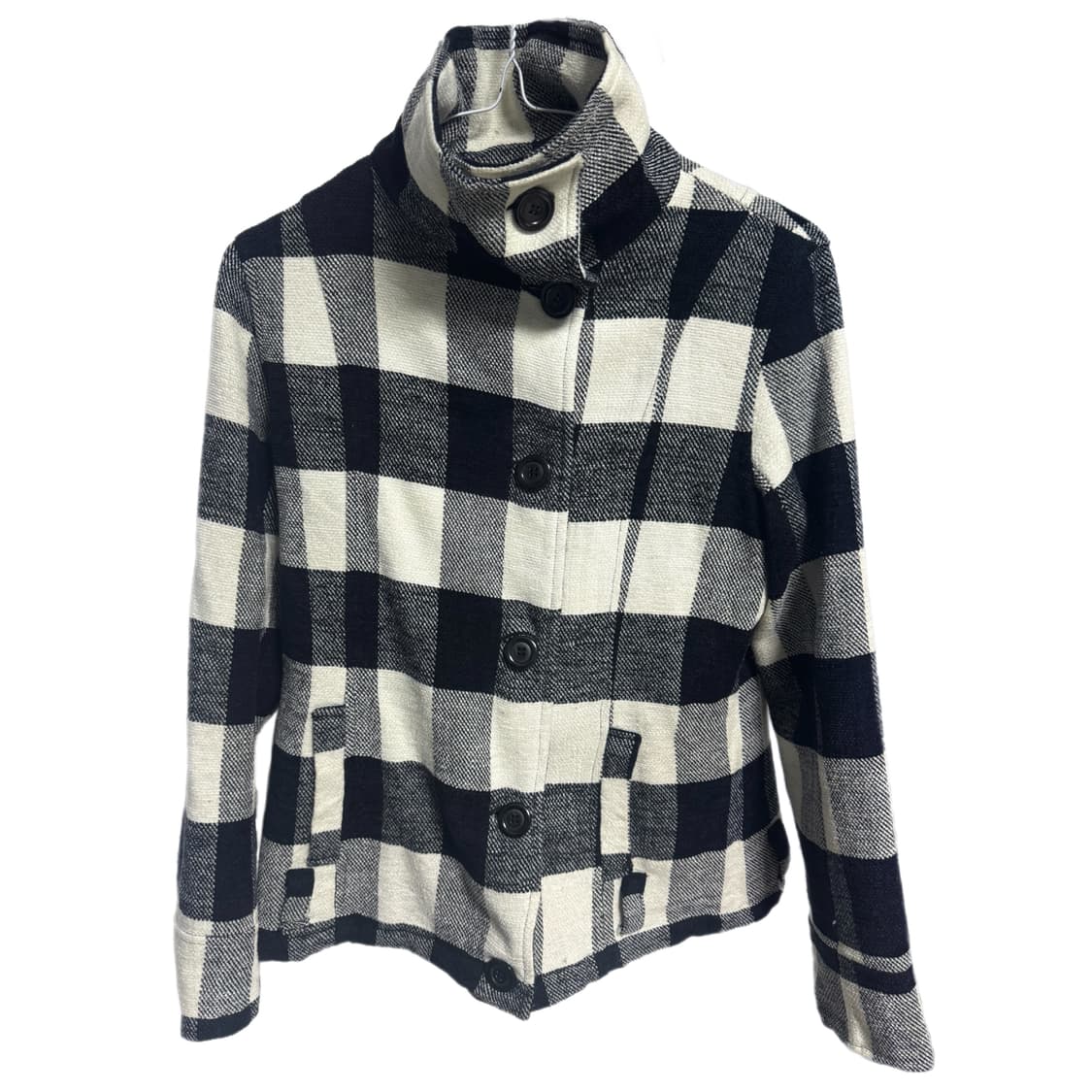 GIRLS BASIC 체크 버튼 사선 자켓 상품이미지1