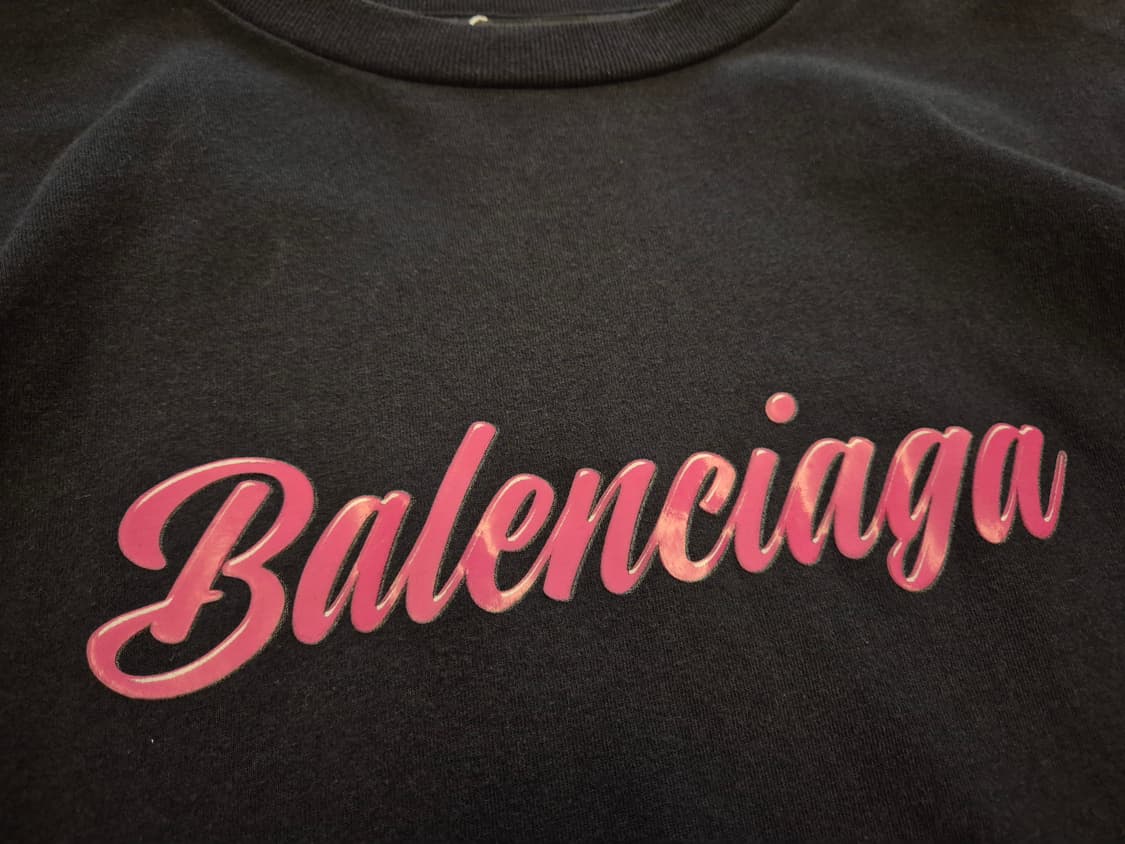 19ss BALENCIAGA 글로시 핑크 로고 티셔츠 상품이미지2