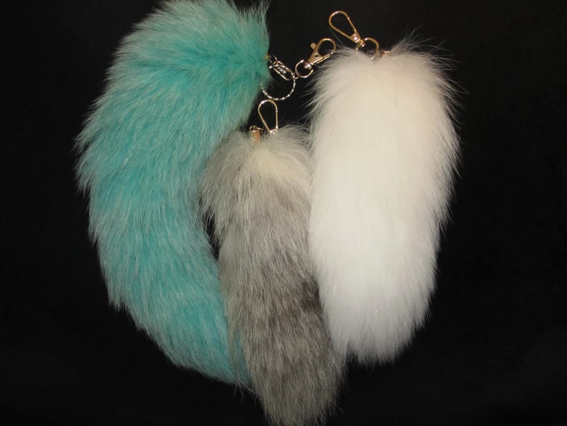 갸루 폭스 퍼 키링 (mint, white, gray) 상품이미지2