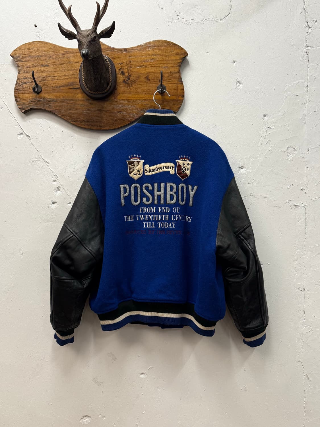 XL) POSHBOY 5th Leather Arm Varsity Jack 상품이미지2