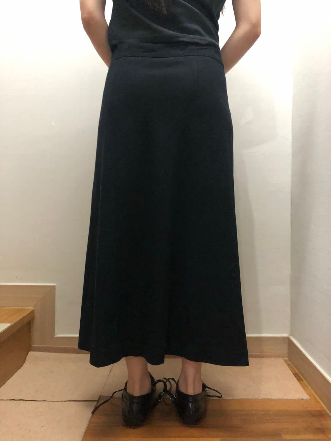 빈티지 블랙 아일렛 울 롱 스커트 상품이미지8