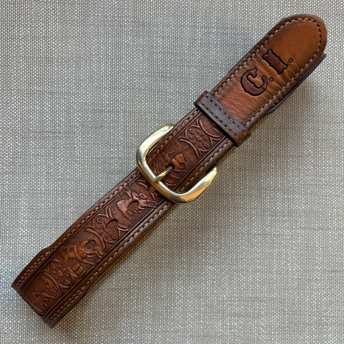 [24] 70s USA TEX TAN 카빙 레더 웨스턴 벨트 상품이미지3