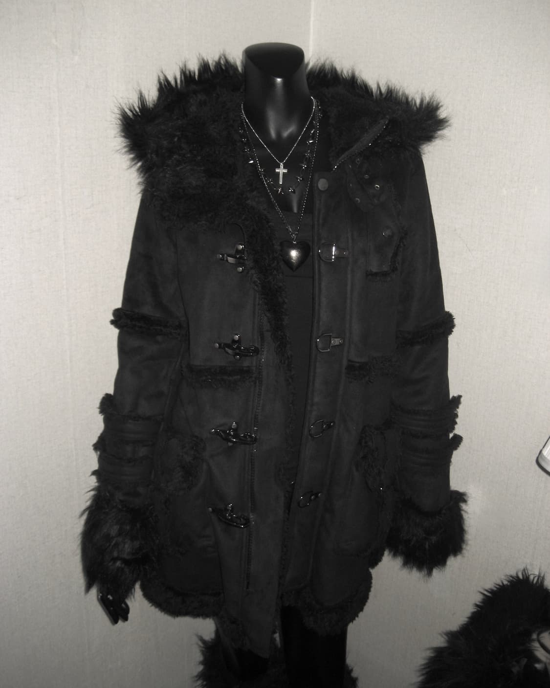 버클 퍼 후드 트리밍 코트 갸루 상품이미지9