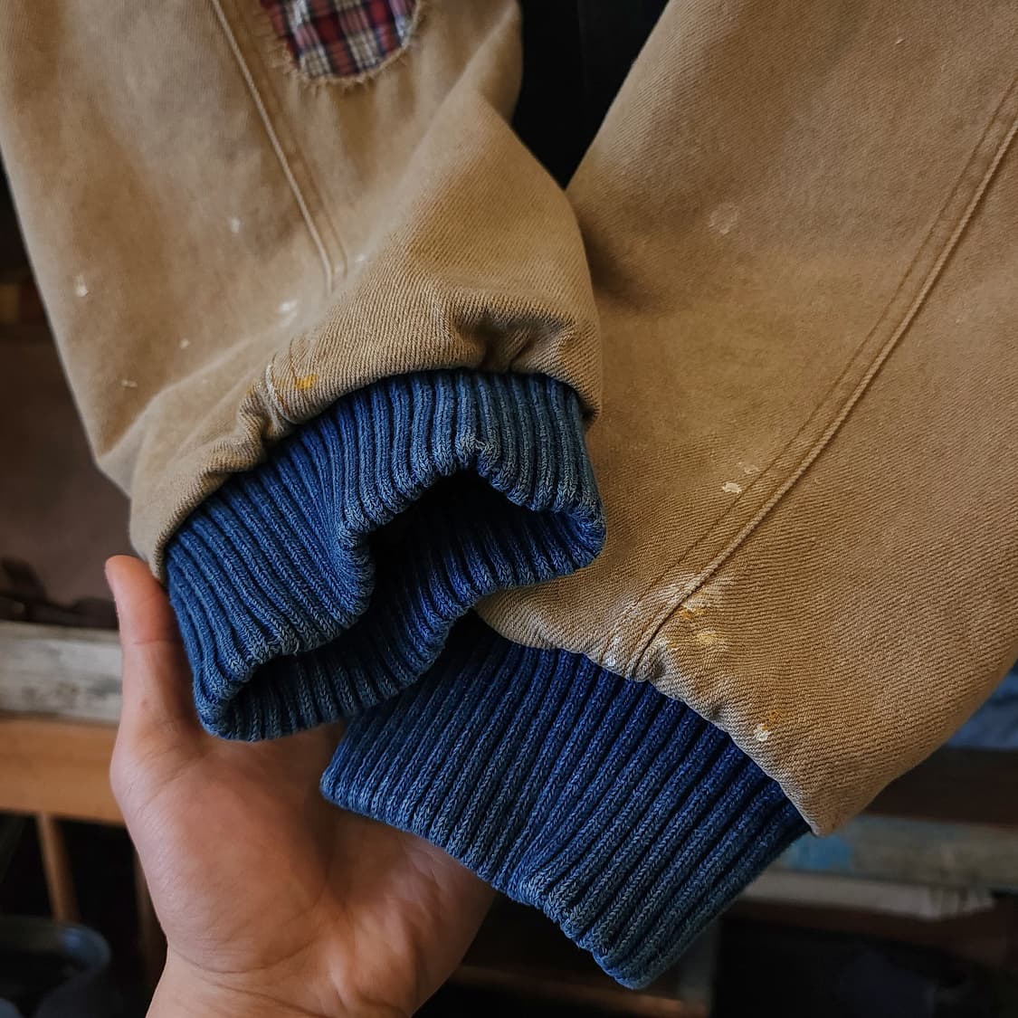 90s 빈티지 데님 바시티 자켓 컨트리 체크 패치워크 빅사이즈 3XL 상품이미지8