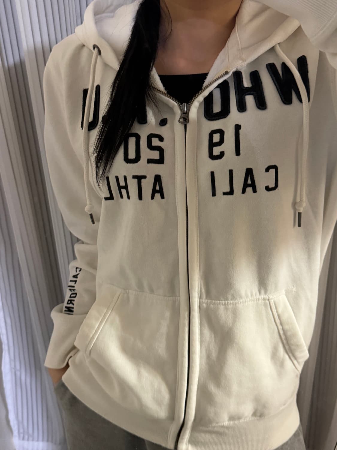 후아유 화이트 후드집업 xl 상품이미지1