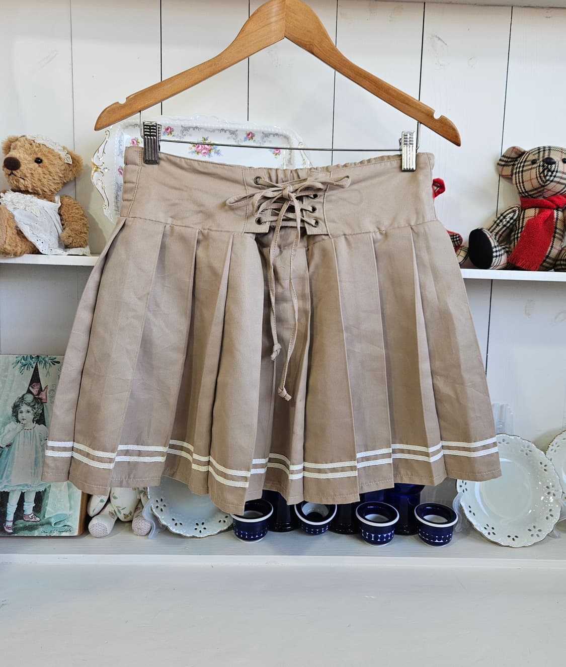 코르셋 레이스업 플리츠 스커트 상품이미지1