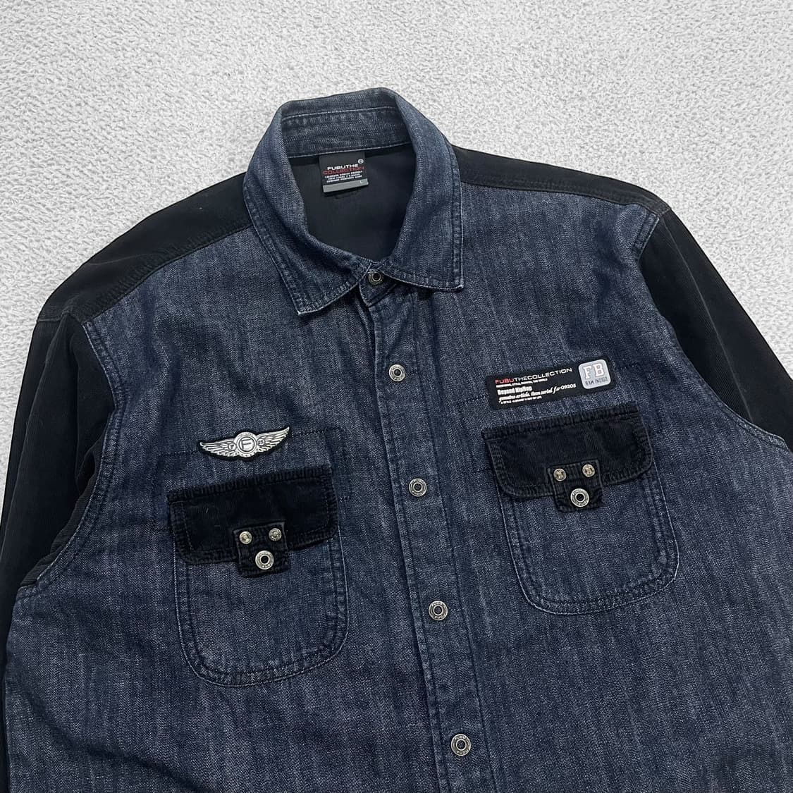 후부 Fubu 배색 투톤 데님 코듀로이 셔츠 상품이미지2