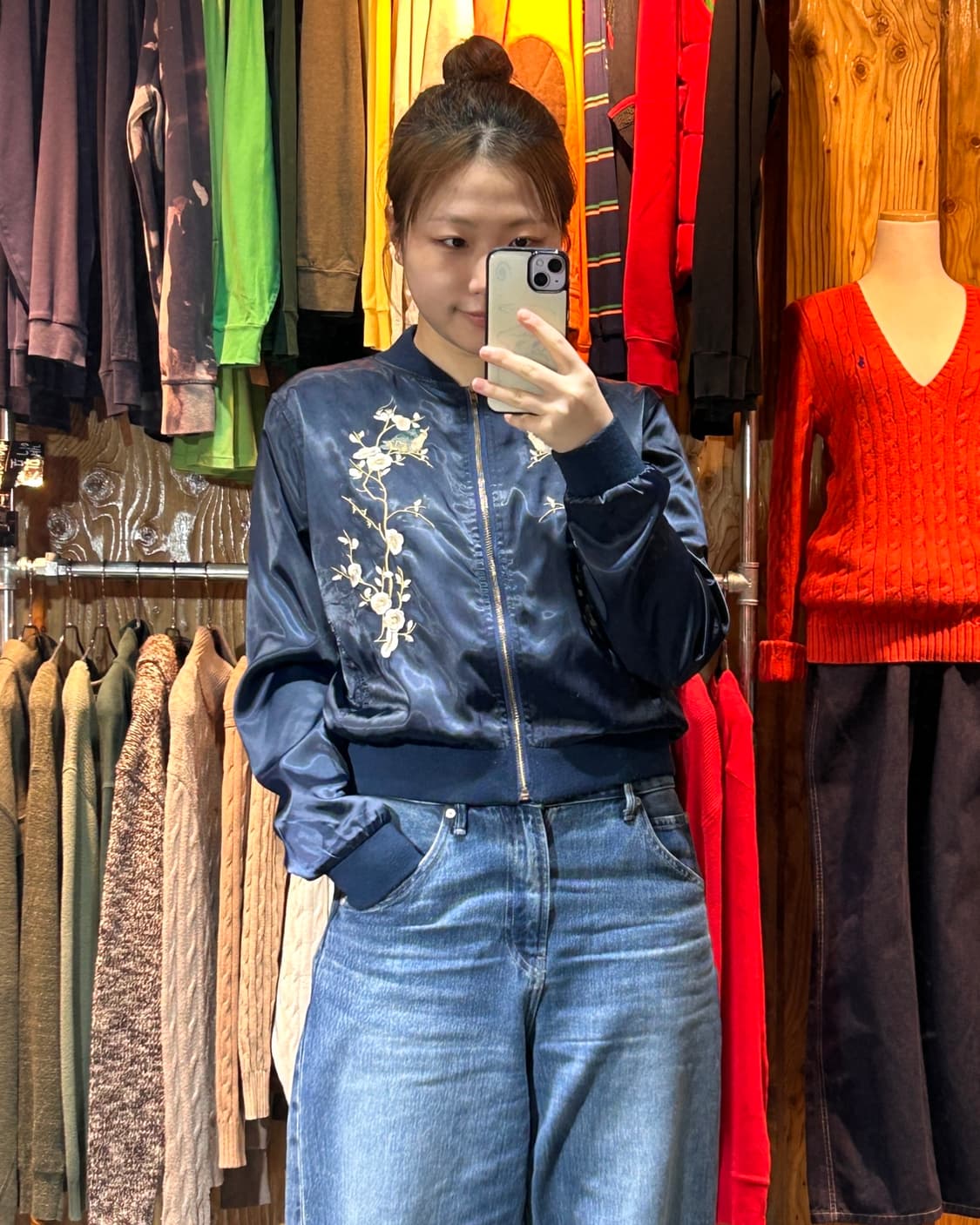 M 에스닉 플라워 자수 딥네이비 스카잔 상품이미지1