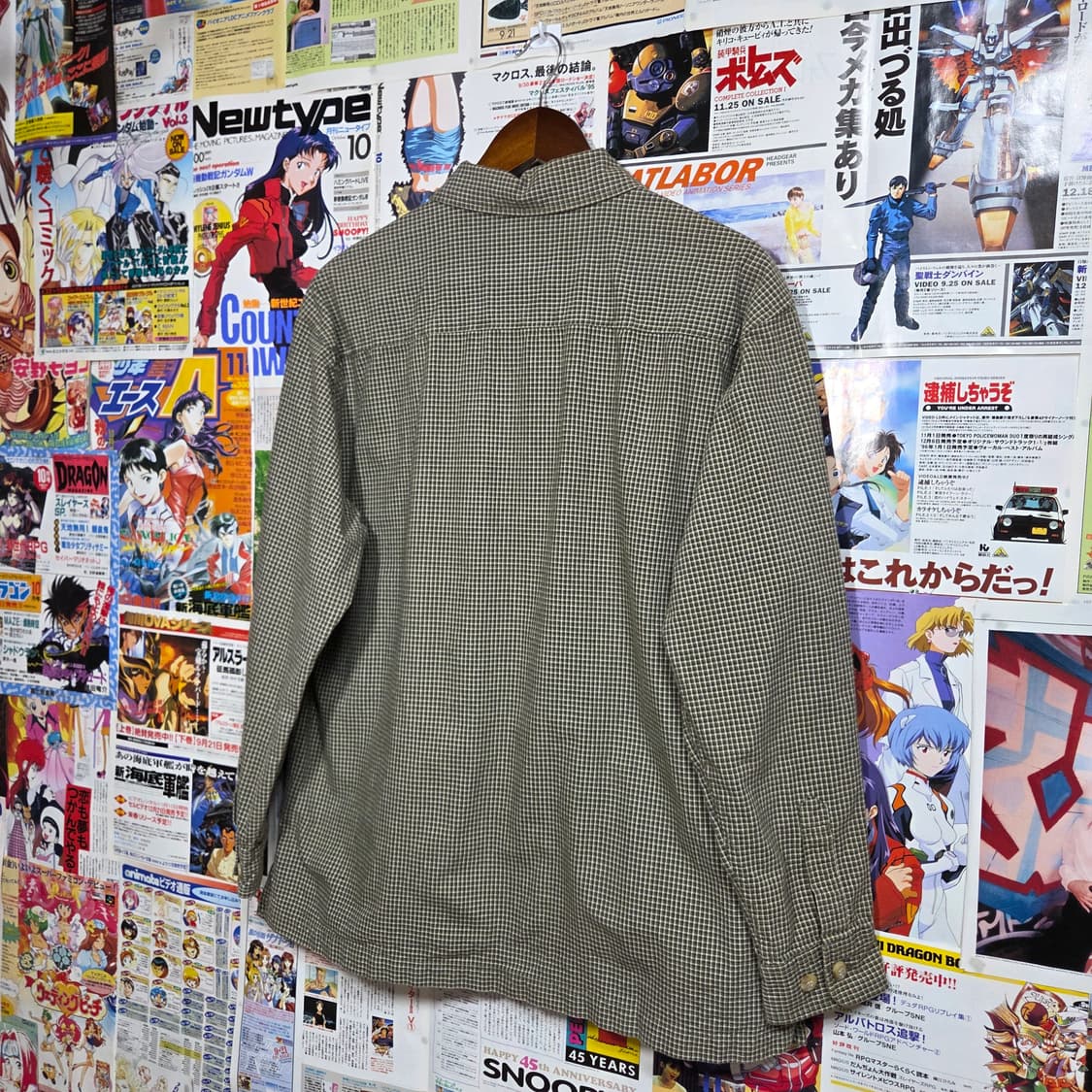 JPN 잔체크 그린 카키 셔츠 집업 상품이미지5