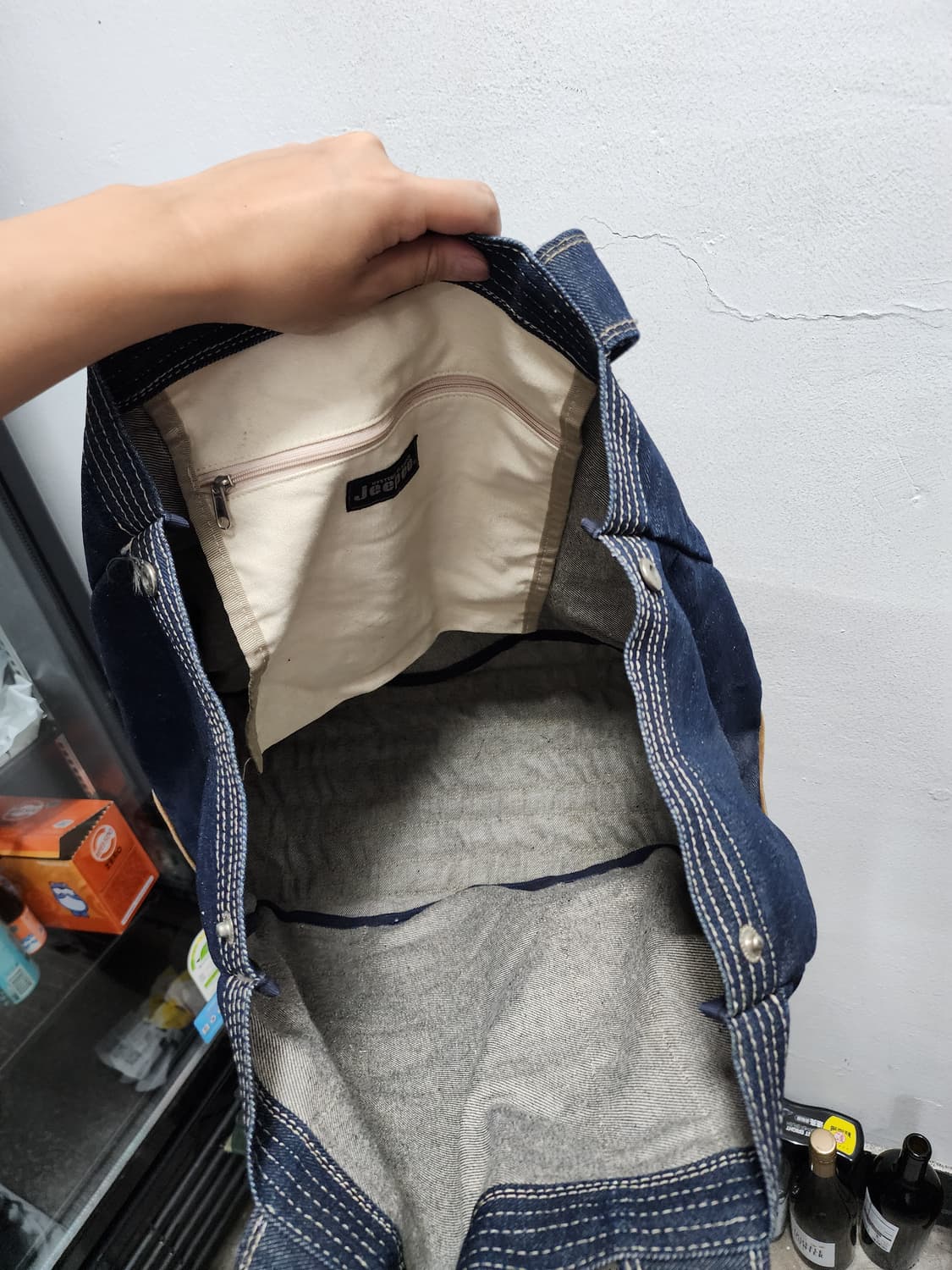히스테릭글래머 jeepee 헤비코튼 밑단가죽 토트백 상품이미지5