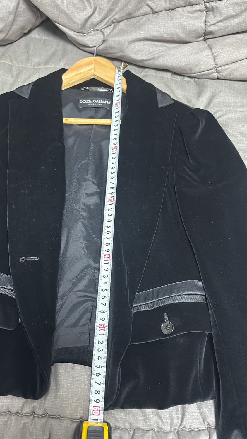 급처 돌체앤가바나 블랙 사틴 벨벳 블레이저 46사이즈 상품이미지7