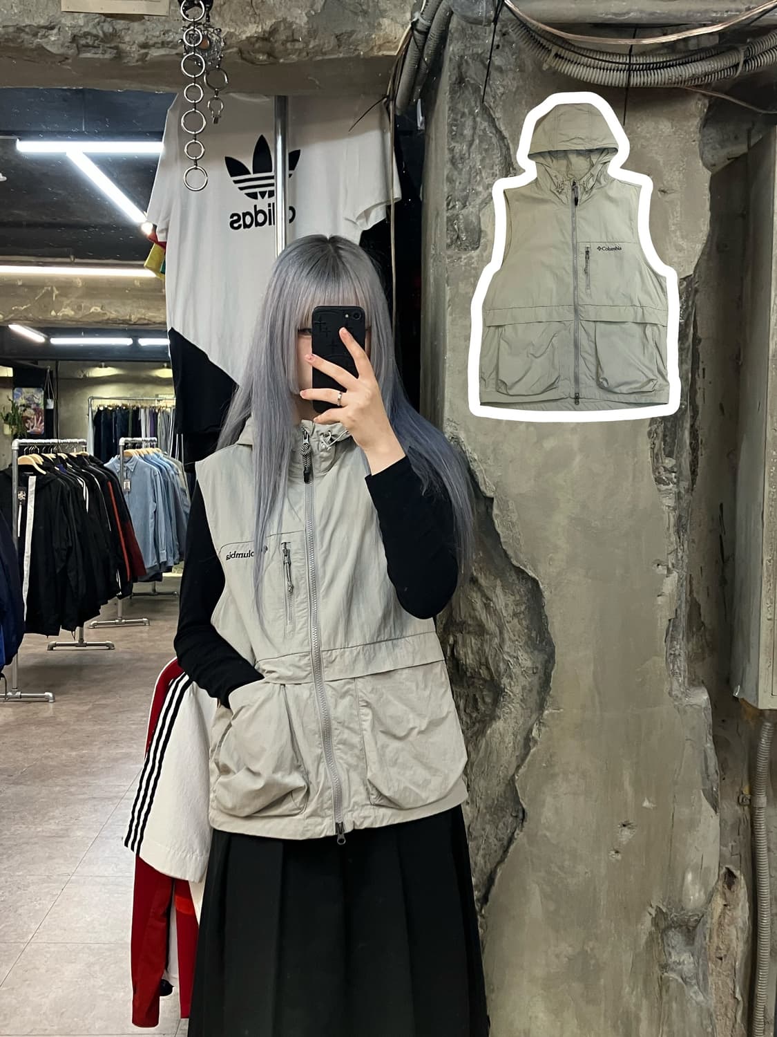 콜롬비아 후드 집업 베스트 그레이 M  #csz2516  상품이미지1