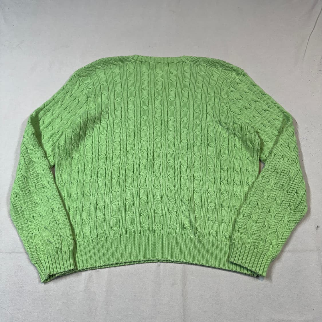 XXL) 폴로 랄프로렌 케이블 꽈배기 라운드넥 니트 연두색 상품이미지5