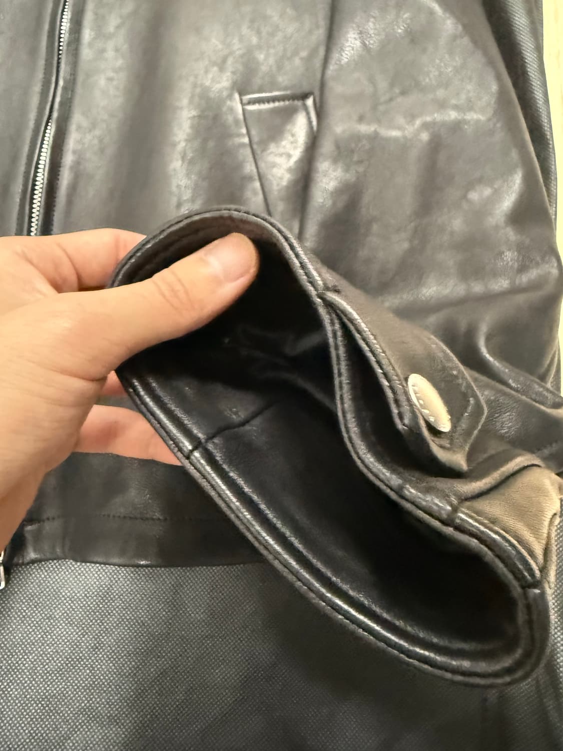 솔리드옴므 밴드넥 램스킨 레더자켓 48 상품이미지5