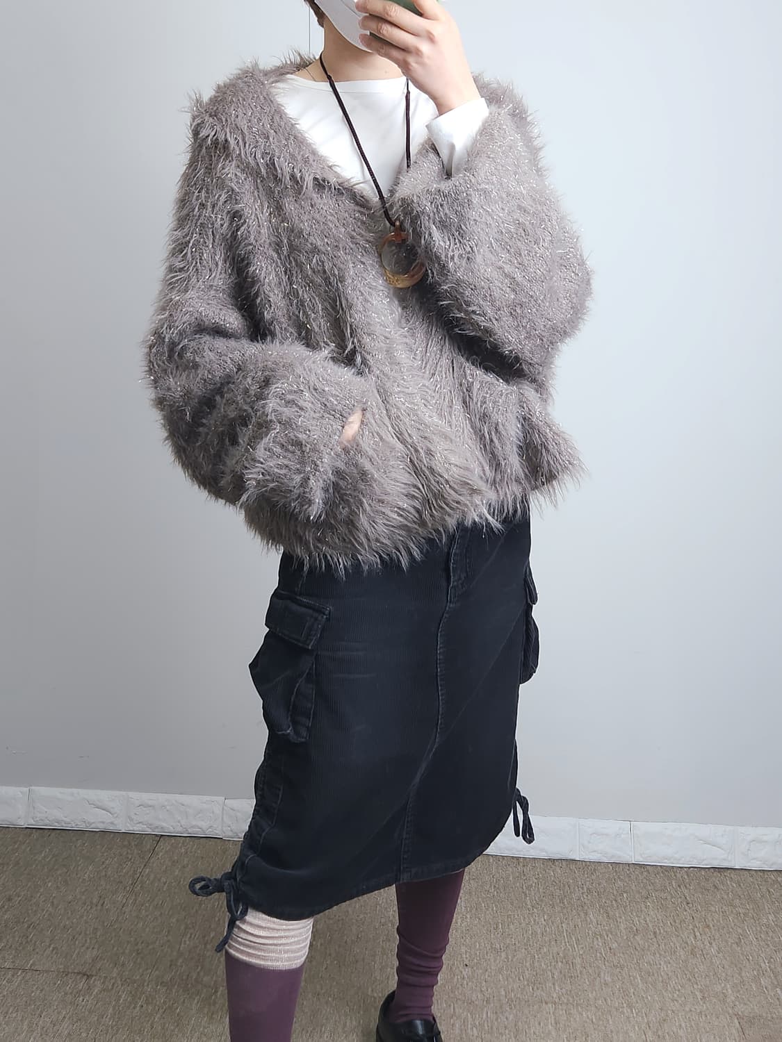 글리터 니트 후드 자켓 상품이미지2