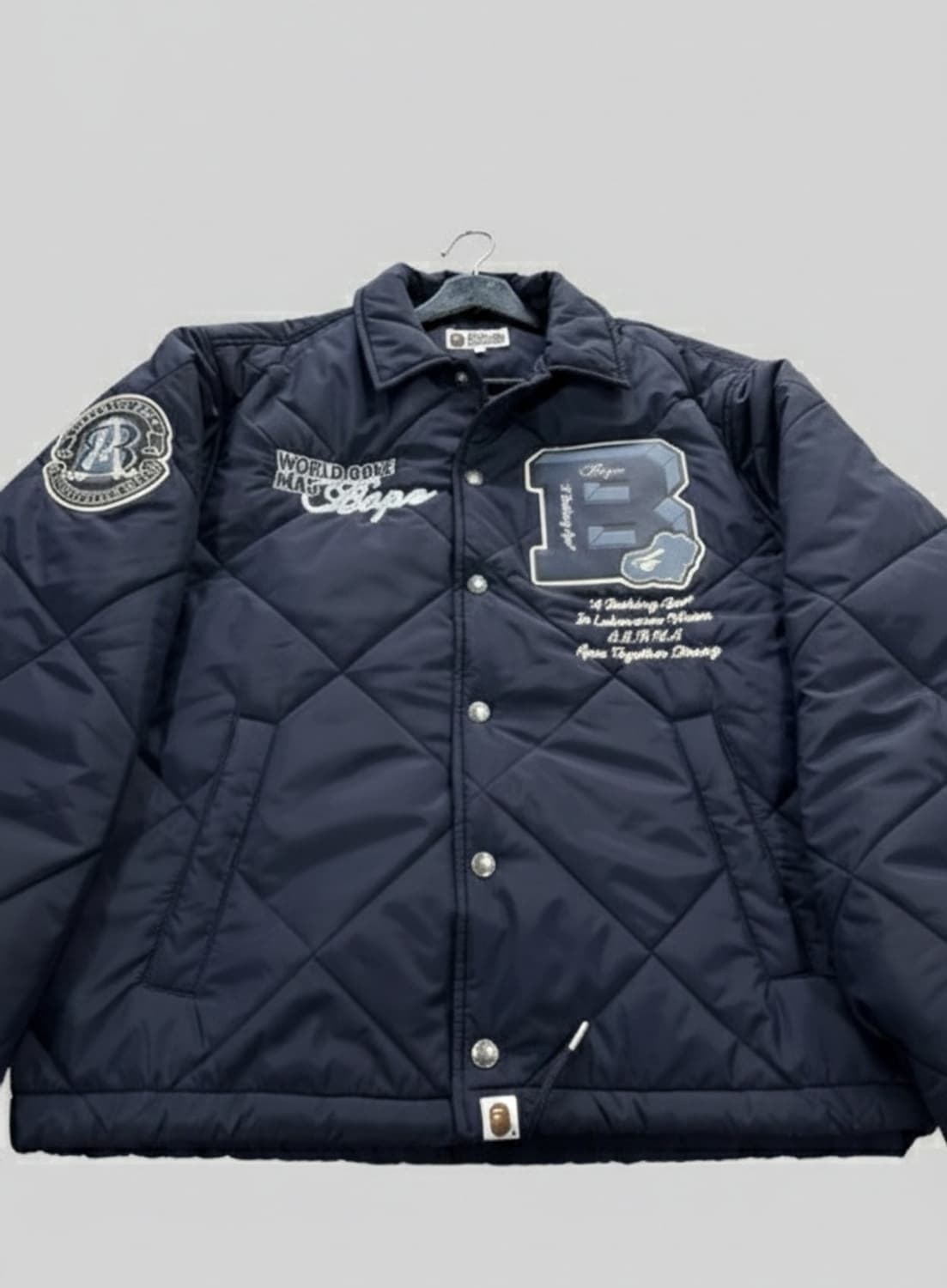 베이프 네이비 아카이브 라인 퀄팅 패딩 자켓 상품이미지2