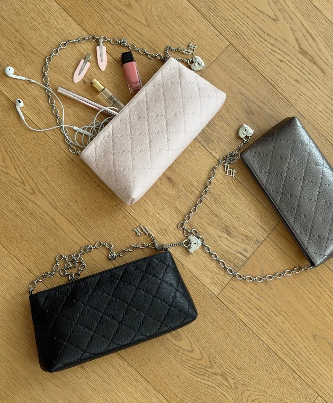 쓰리타임즈 비비 체인 백 bibi chain bag 전색상 핑크 실버블랙 상품이미지1