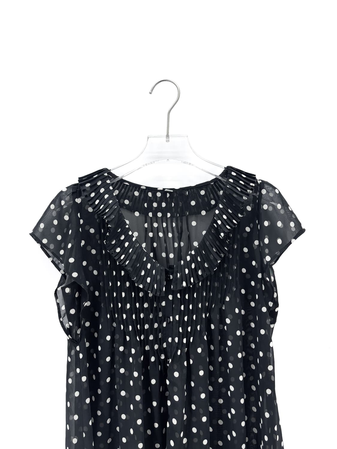 빈티지 도트 플리츠 블라우스 상품이미지2