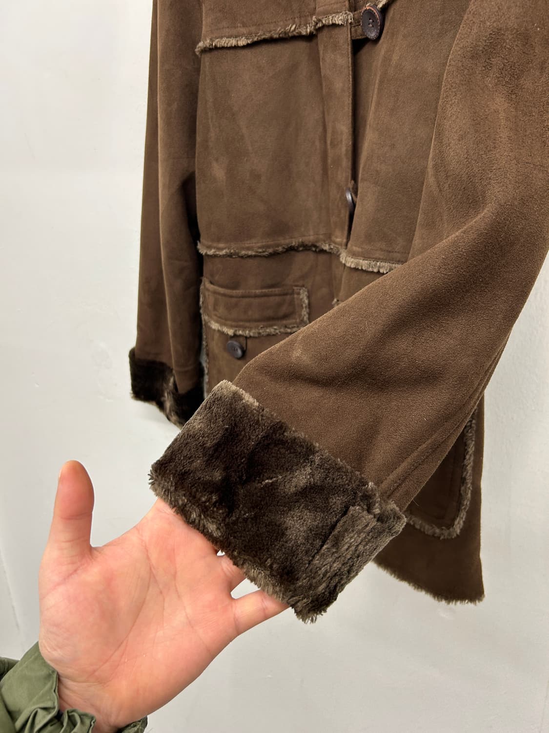 빈티지 버버리 런던 브라운 스웨이드 무스탕 후드 자켓 상품이미지6