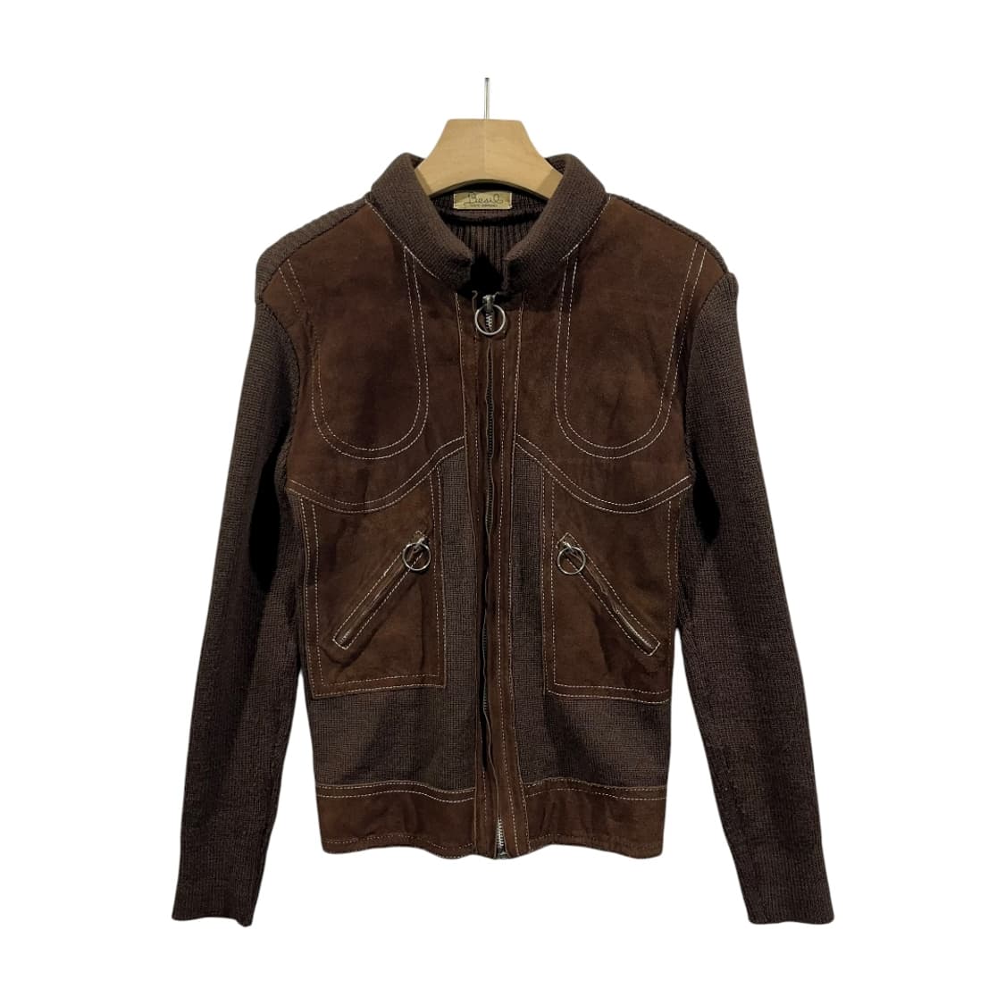 [JPN] 빈티지 스웨이드배색 집업 가디건 상품이미지1