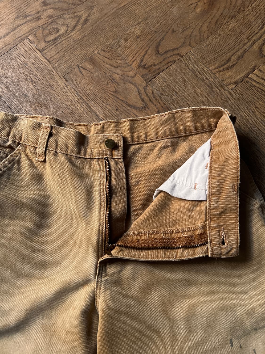 [32]칼하트 USA 빈티지 페이딩 브라운 싱글니 카펜터 워크 팬츠 상품이미지3