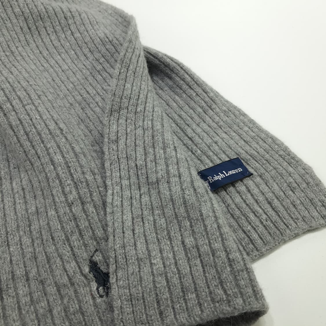 MX177 폴로 랄프로렌 그레이 리브그 니트 목도리 머플러 상품이미지4