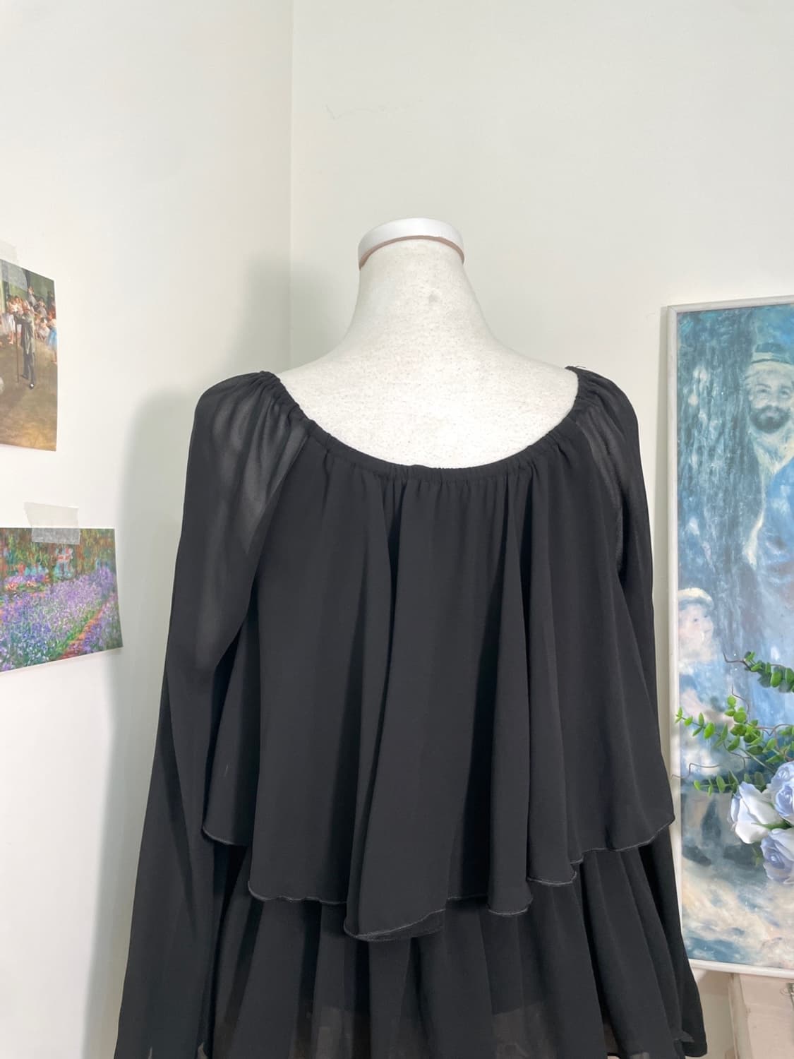 black ruffle puff long sleeve blouse 상품이미지4