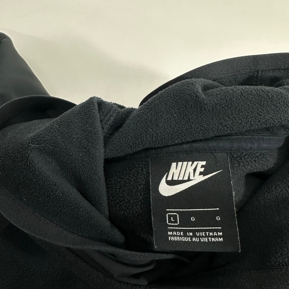 L 나이키 먹색 배색 후리스 플리스 후드티 상품이미지4