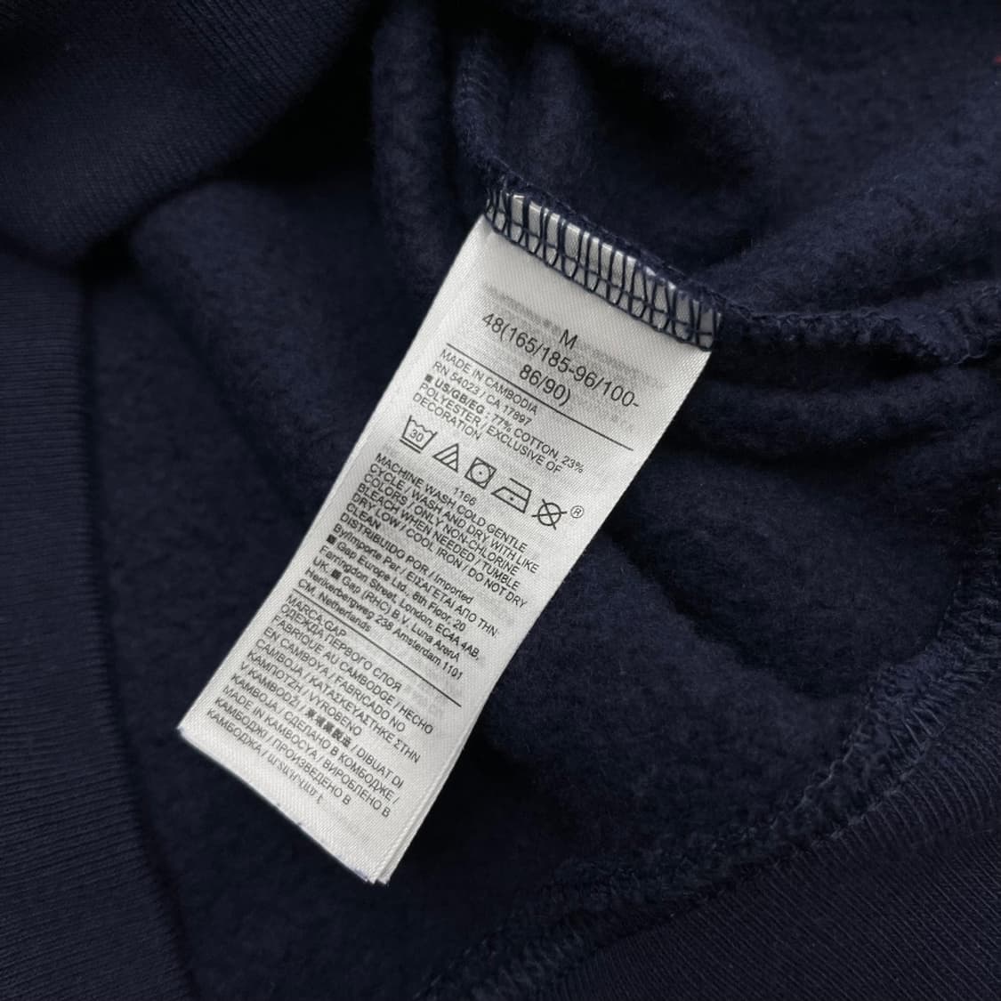 갭 그레이 센터로고 네이비 후드 M 상품이미지6