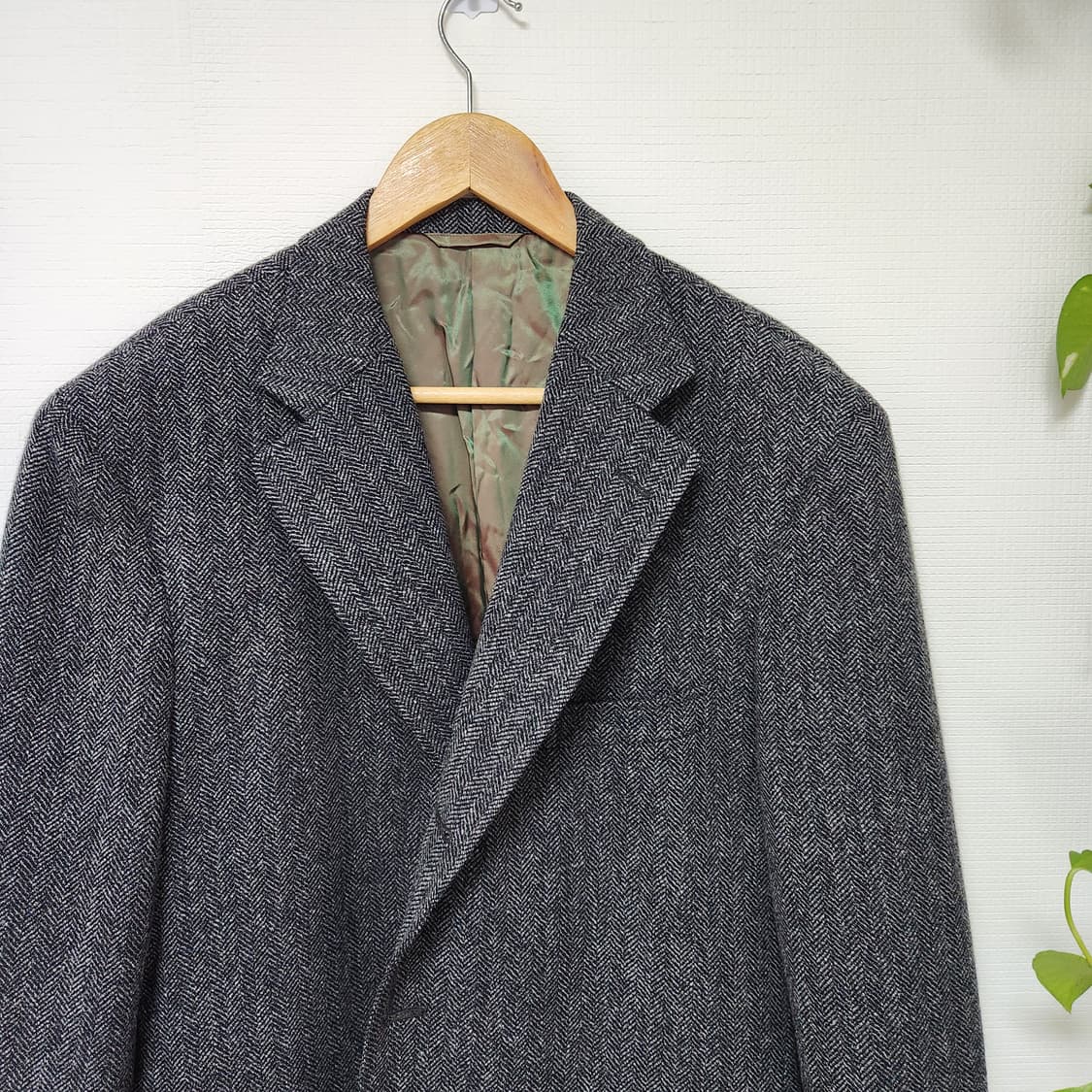 90s Newyorker 울 알파카 헤링본 3 버튼 색 재킷 상품이미지2