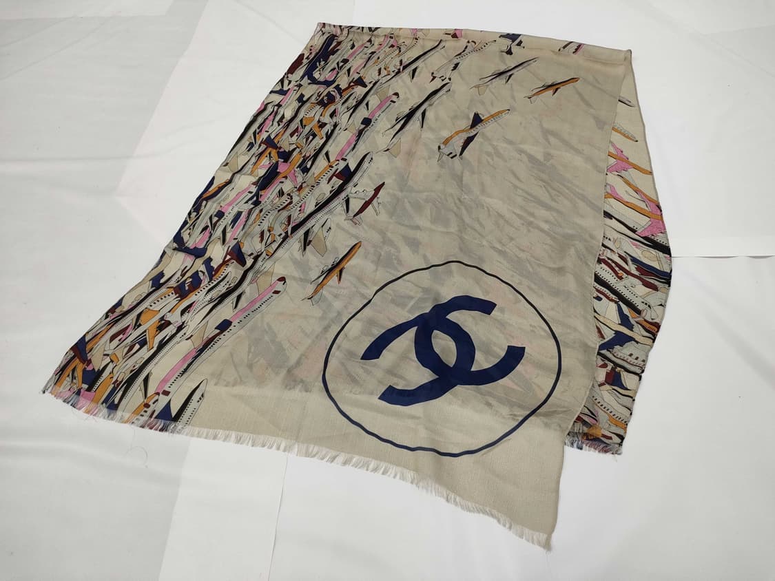 샤넬 빈티지 비행기 패턴 스카프 머플러 상품이미지2