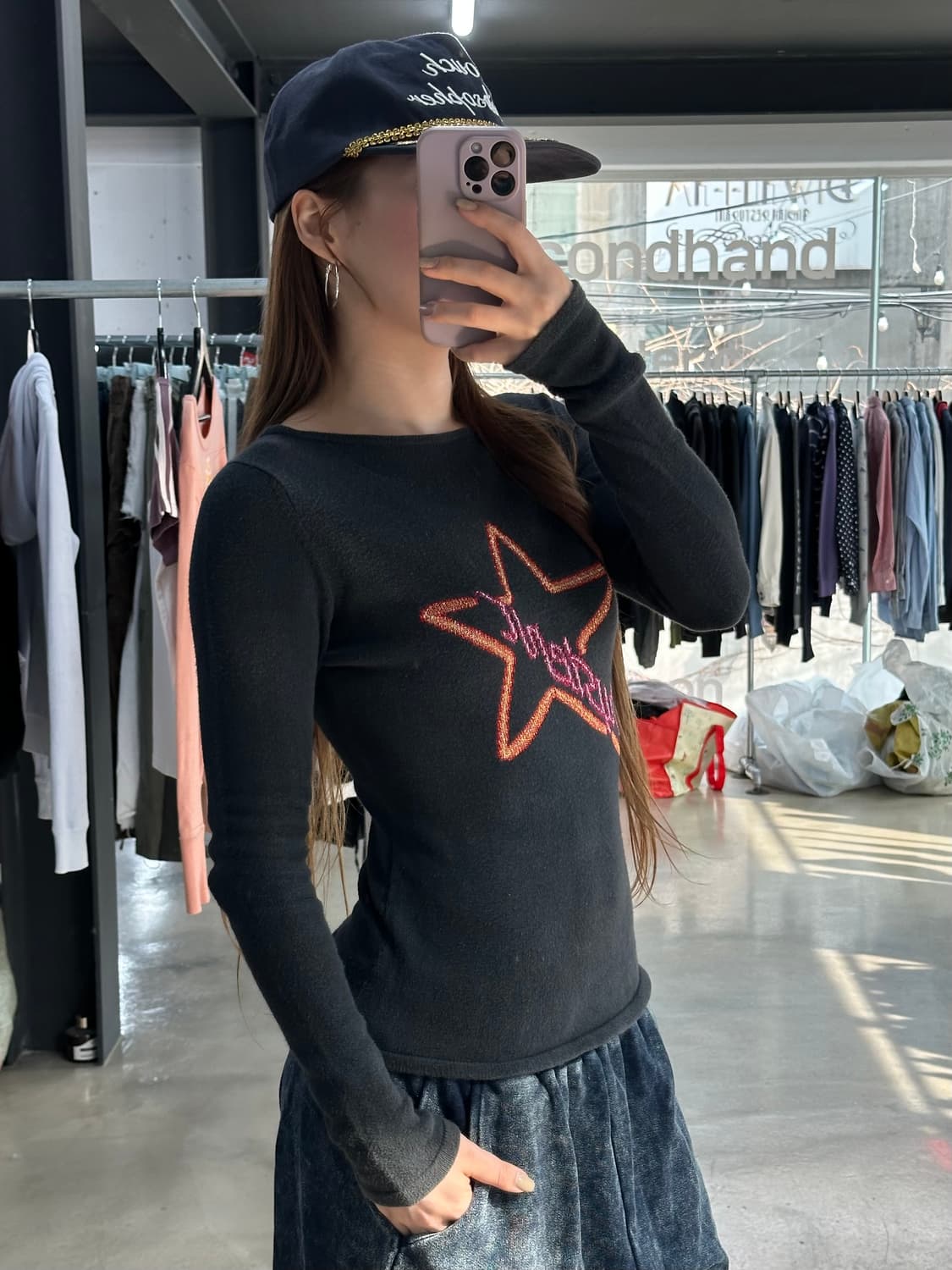 히스테릭글래머 스타 네온글리터 스펠아웃 니트 롱슬리브 상품이미지2