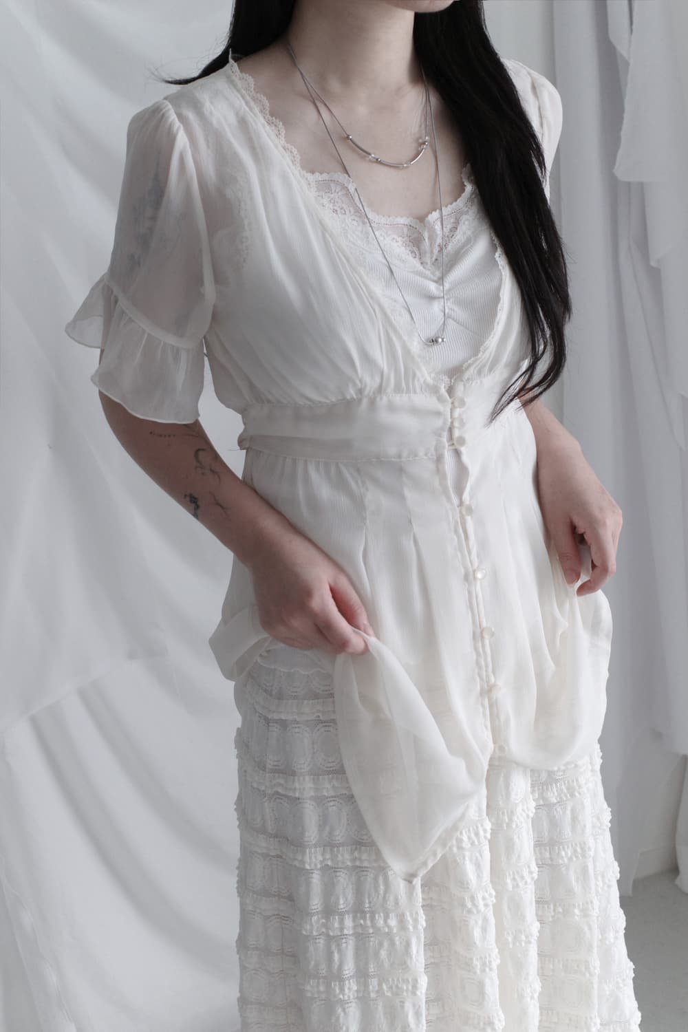 lace tie blouse 상품이미지8