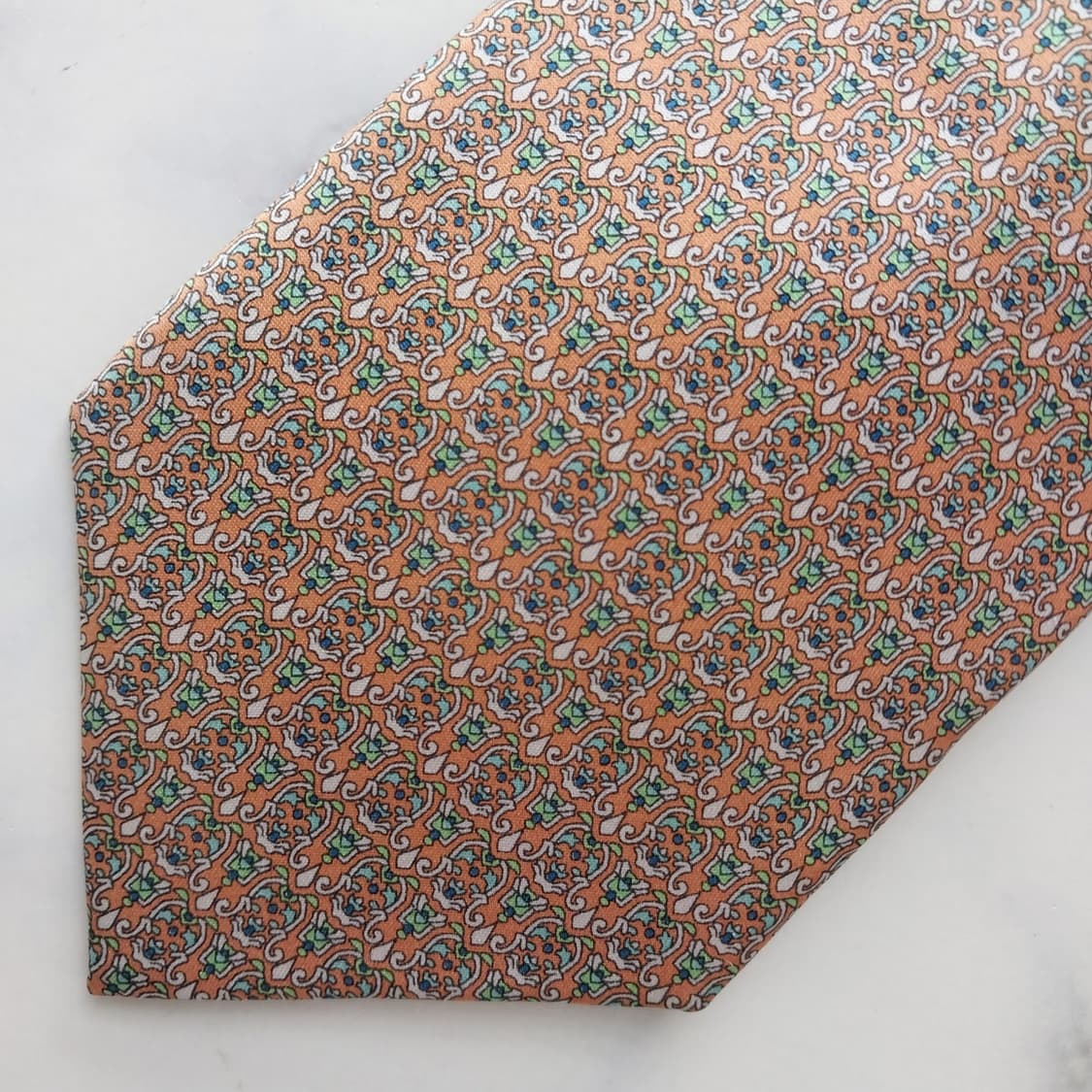 키미지마 실크 오렌지 패턴 넥타이 8.8cm A+등급 K2432 상품이미지7