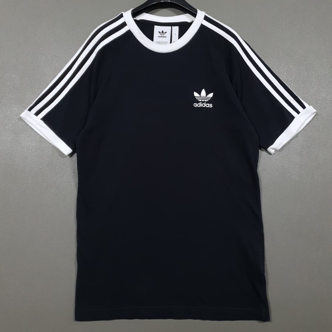 S (90) 아디다스 유로파 파이어버드 로고 삼선 링거티 반팔티 블랙 상품이미지2
