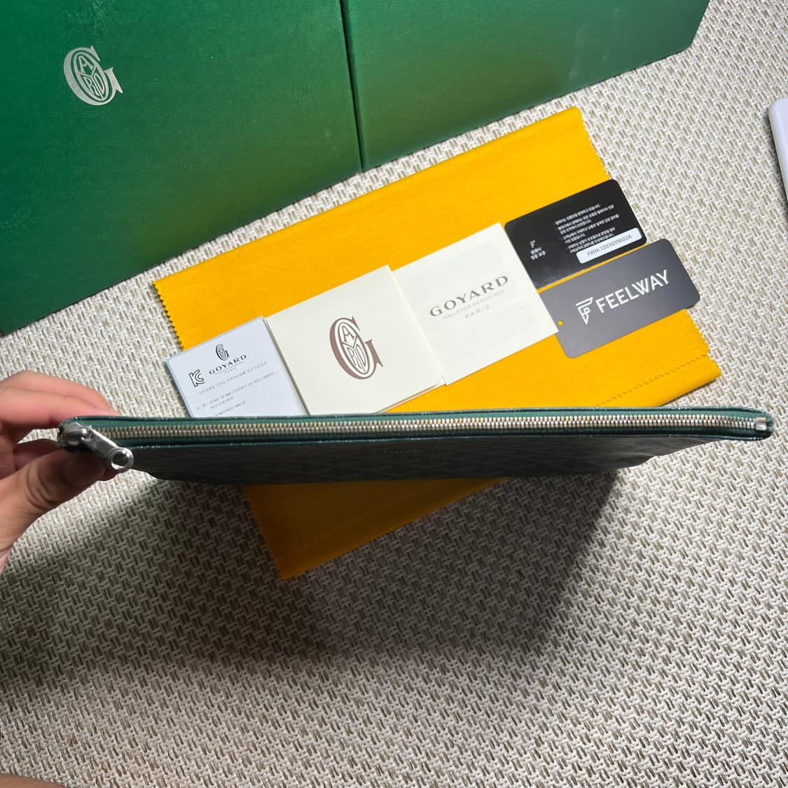 {보증서O}고야드 세나 클러치 MM 스페셜컬러 그린 / 풀구성 상품이미지3