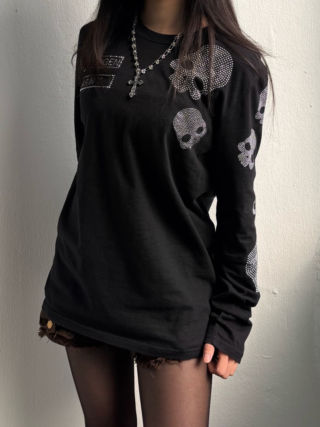 Hydrogen Skull Black Long Sleeve 상품이미지5