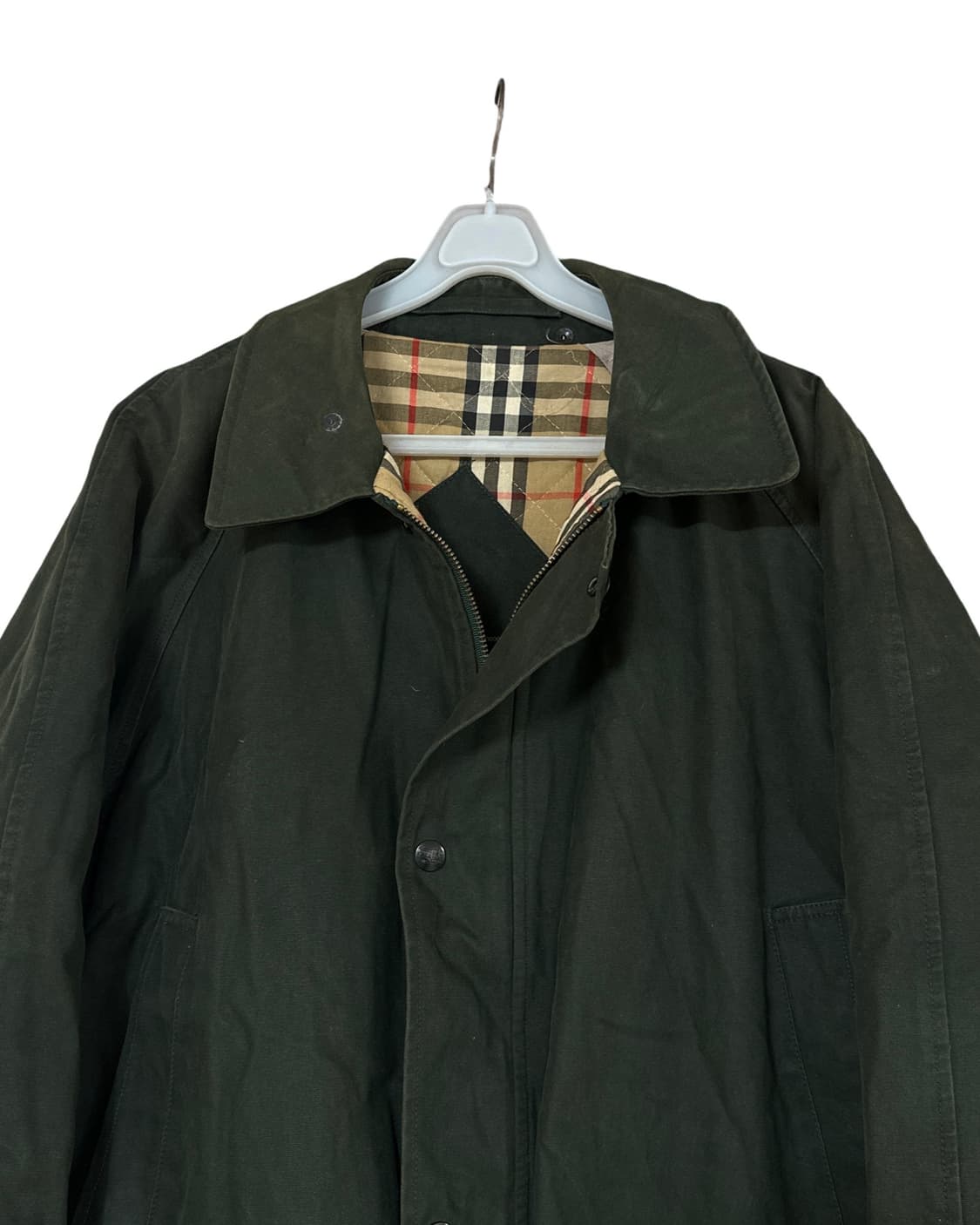 버버리 안감체크 딥그린 사파리 자켓 상품이미지4