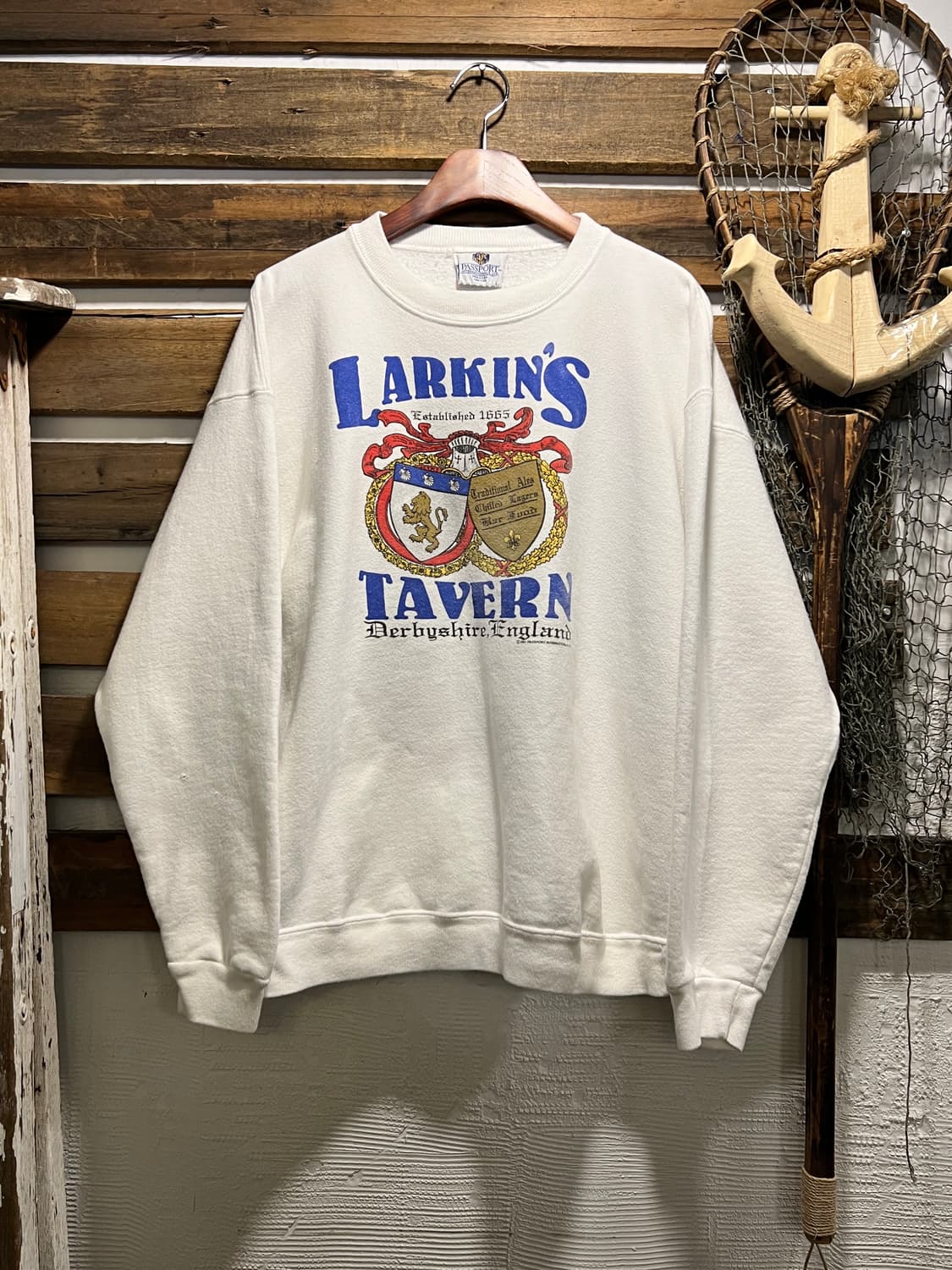 [L]90's Made in USA LARKIN'S 펍 화이트 스웻셔츠 상품이미지1