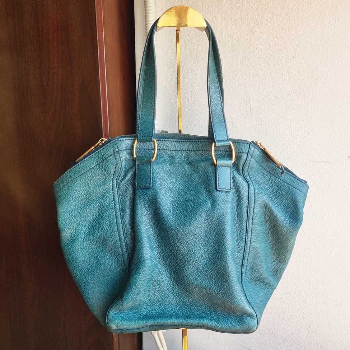 입생로랑 레더 가죽 핸드백 숄더백 토트백 가방 /에메랄드그린레더 상품이미지3