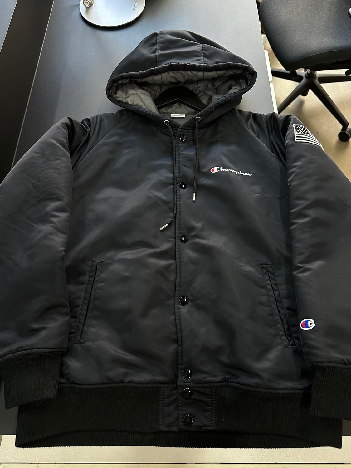 챔피온 성조기 누빔 후드 바시티자켓 상품이미지6