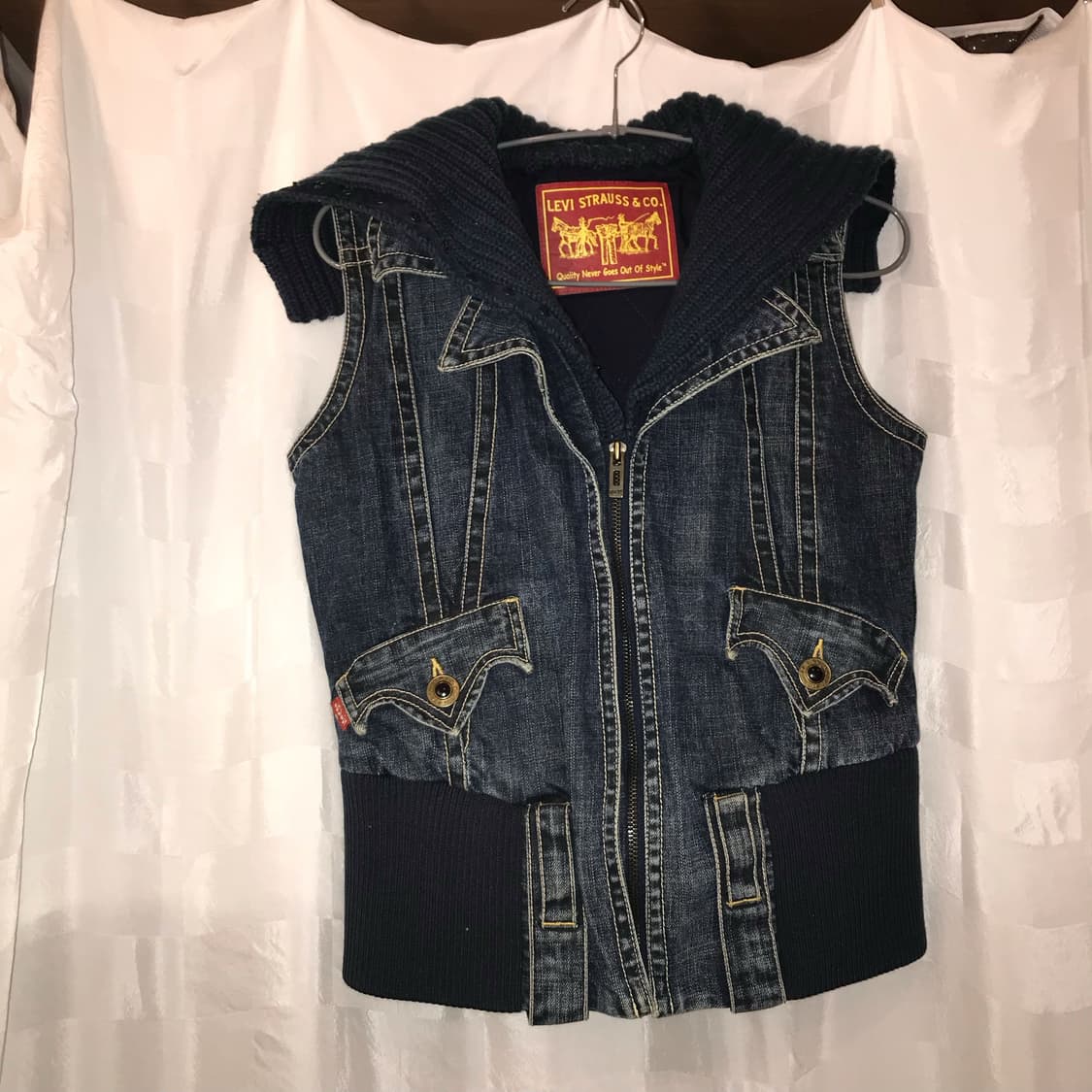 Levi’s 리바이스 갸루 펑크 하이넥 니트 데님 vest 상품이미지4